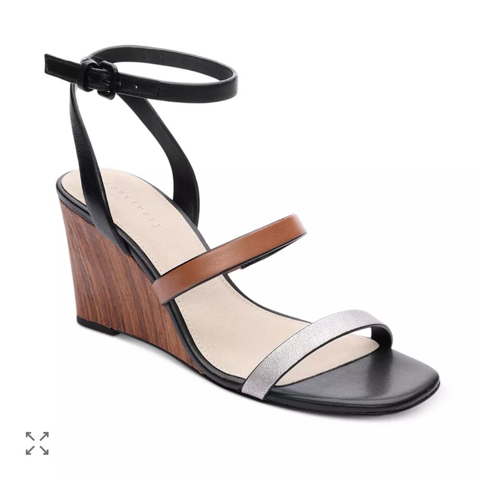 Sanctuary Wink Black and Brown Wedge Sandals NWT
